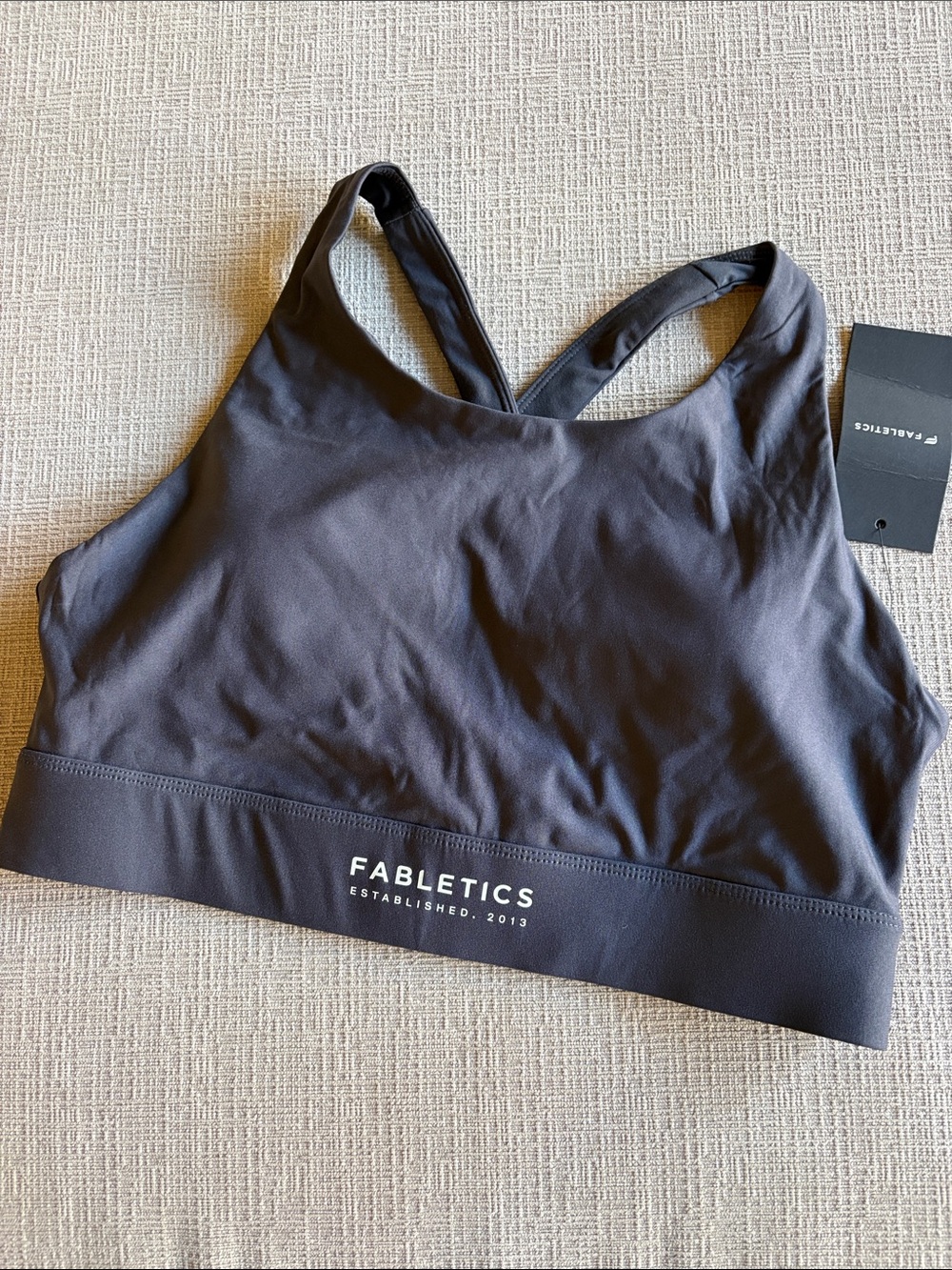 Fabletics large sports bra/top.  Charcoal